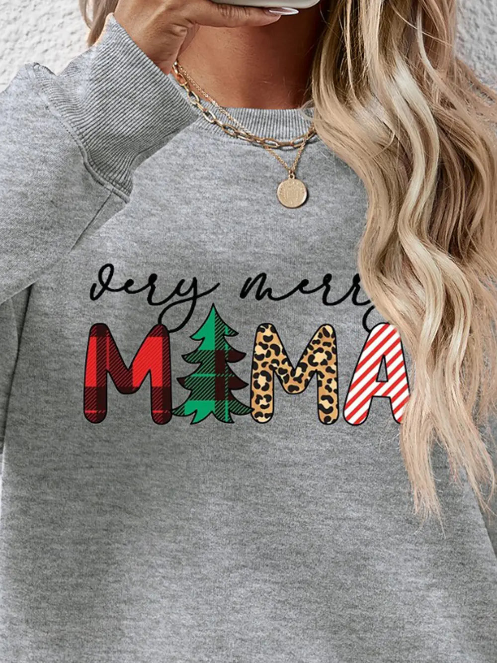 Fashorio Letter Graphic Round Neck Long Sleeve Sweatshirt