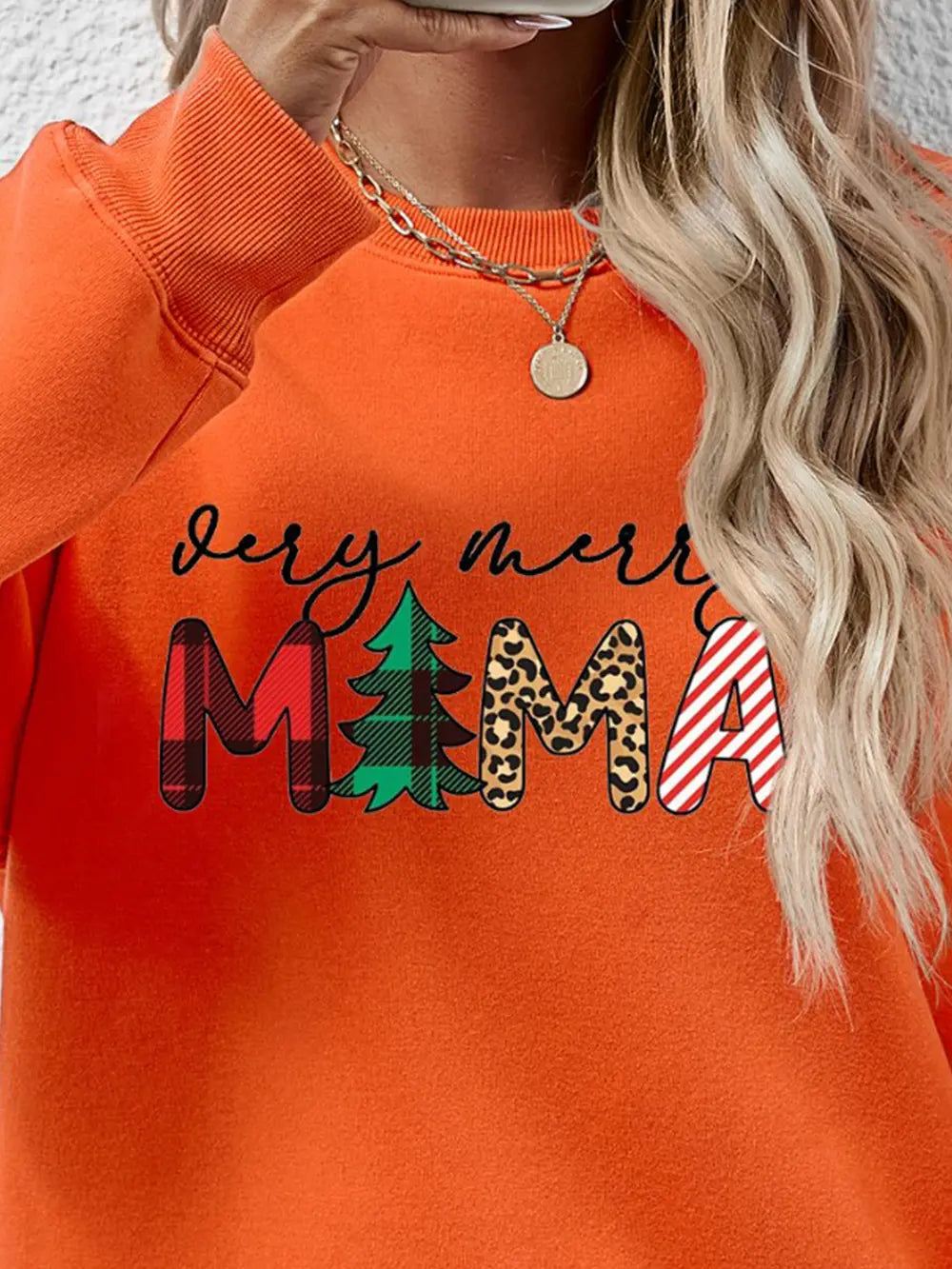 Fashorio Letter Graphic Round Neck Long Sleeve Sweatshirt