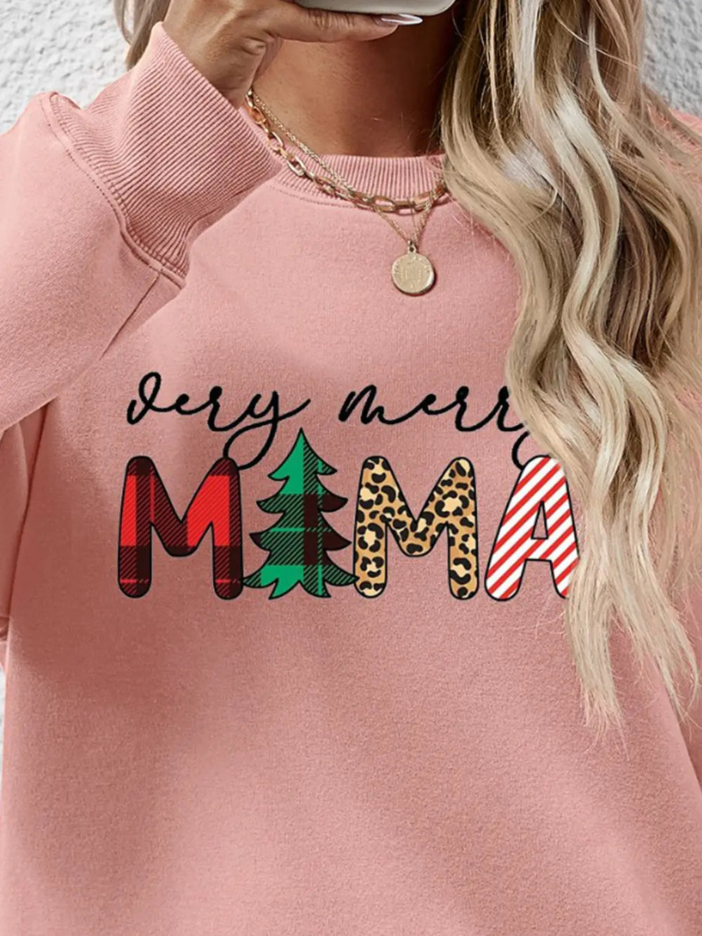 Fashorio Letter Graphic Round Neck Long Sleeve Sweatshirt