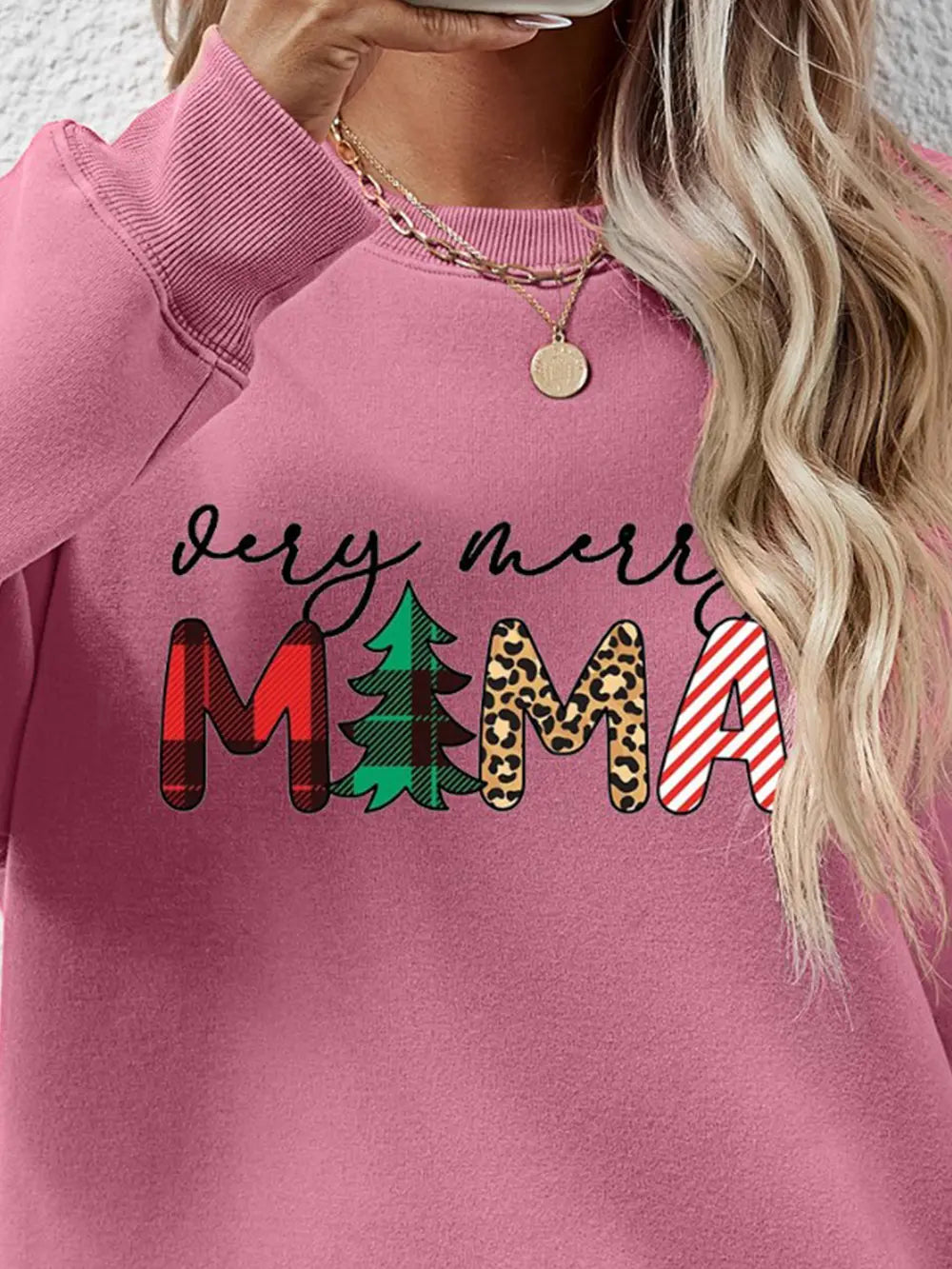 Fashorio Letter Graphic Round Neck Long Sleeve Sweatshirt
