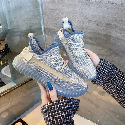 Mesh Lace-Up Platform Athletic Shoes Light - Fashorio