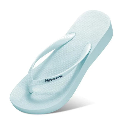 Classic Comfort Wedge Slippers Light Blue - Fashorio