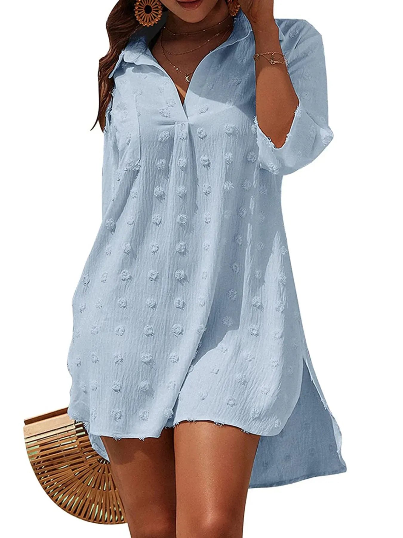 Fashorio Light Blue / S Swiss Dot Cover-Up