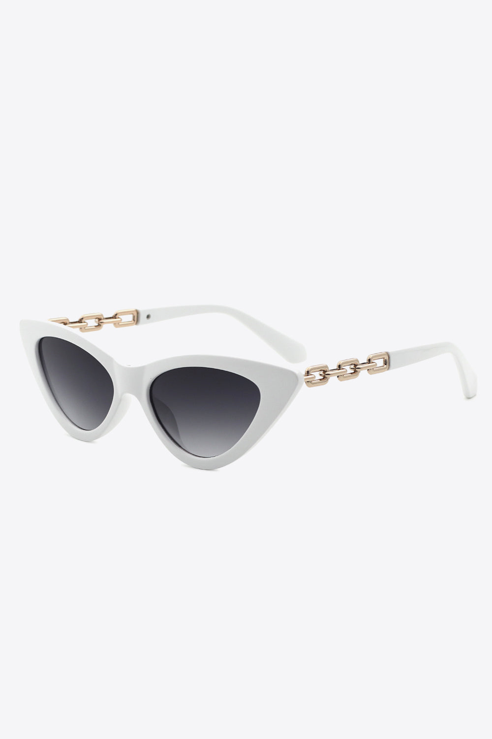 Fashorio Light Gray / One Size Chain Detail Cat-Eye Sunglasses
