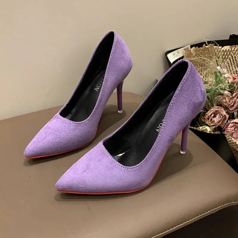 Point Toe Stiletto Pumps Lilac - Fashorio