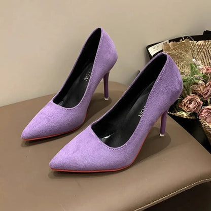 Point Toe Stiletto Pumps Lilac - Fashorio