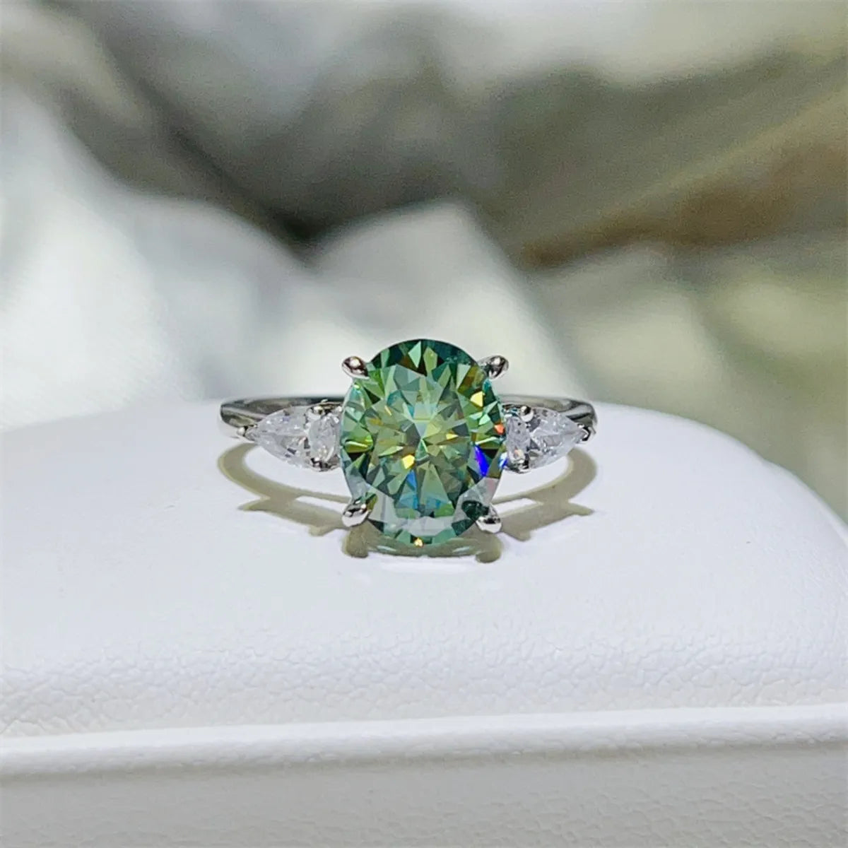Fashorio Lime / 5 3 Carat Moissanite 925 Sterling Silver Ring