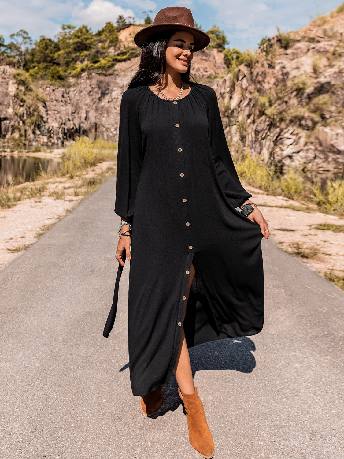 Fashorio Long Sleeve Round Neck Dress