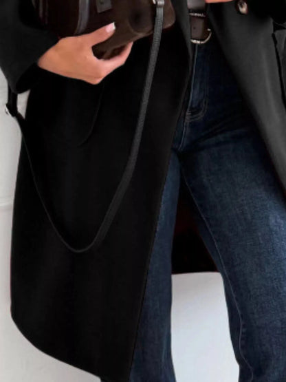 Long-Sleeve Single-Breasted Trench Coat - Fashorio