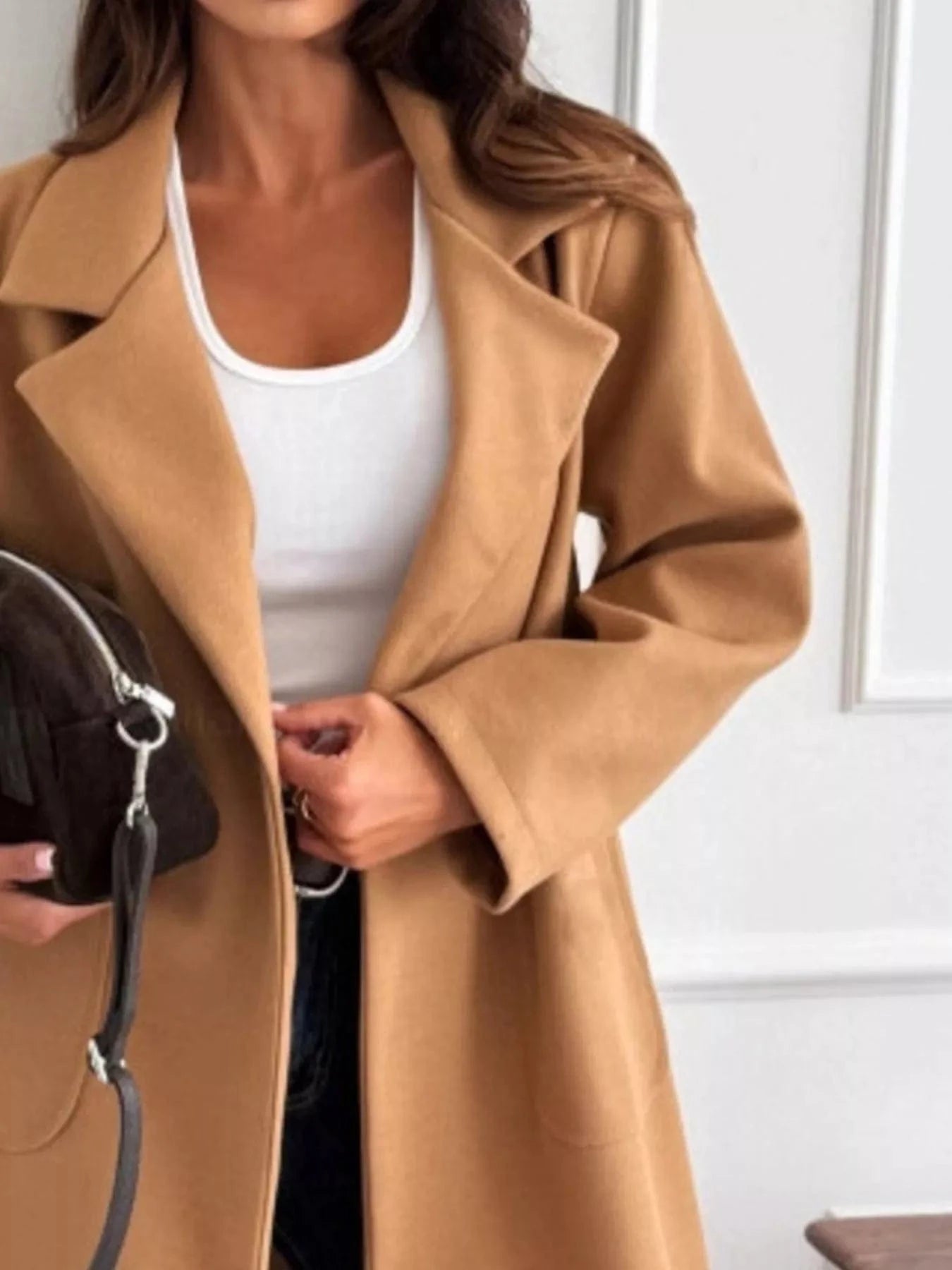 Fashorio Long-Sleeve Single-Breasted Trench Coat