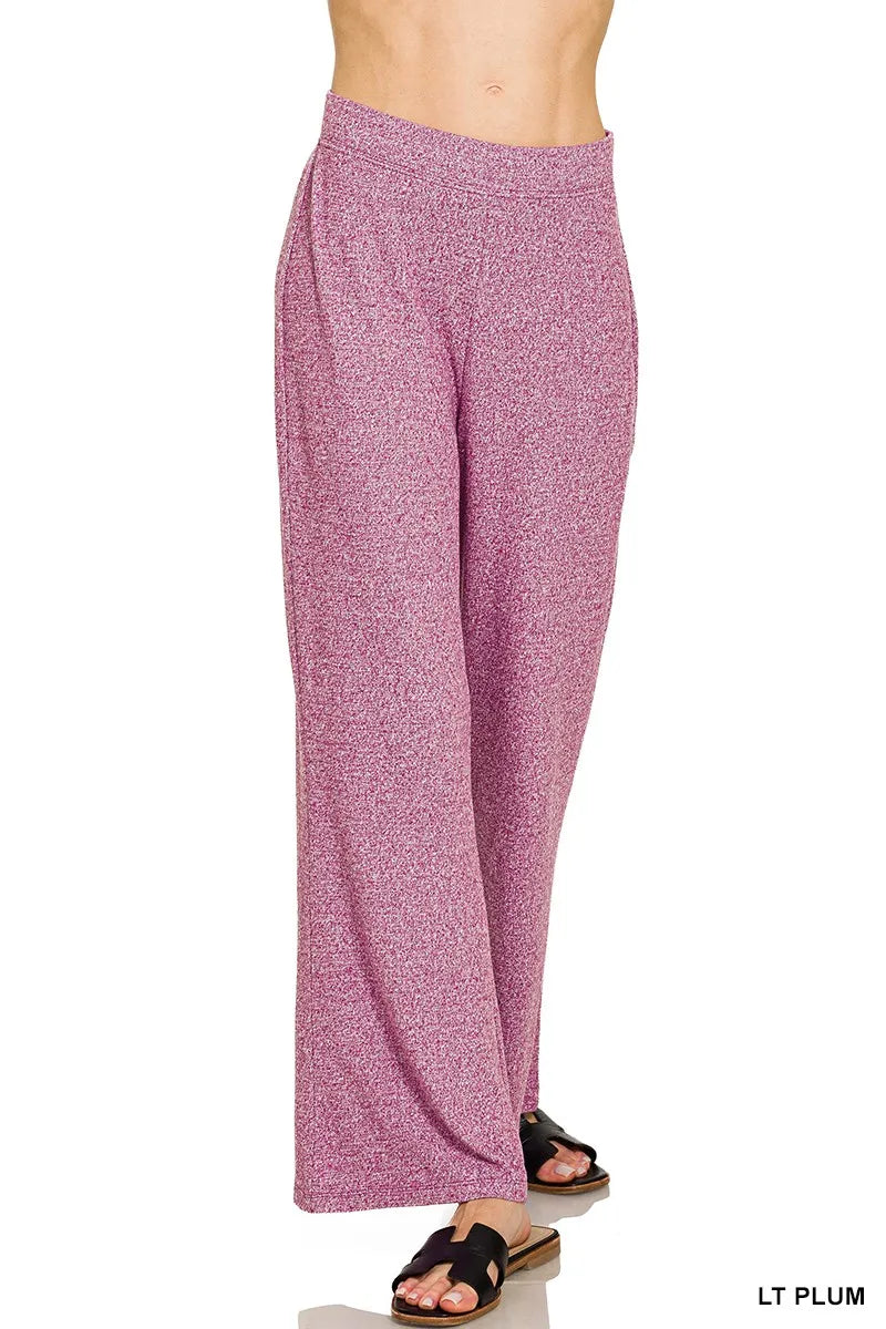 Fashorio LT PLUM / S Zenana Soft Elastic Waisted Flare Pants