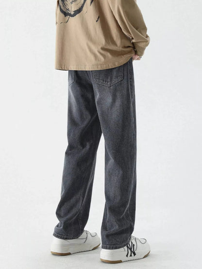 Men's Full Size Wide Leg Relaxed Fit Vintage Wash Jeans Plus Size - Fashorio