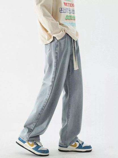 Men's Full Size Wide Leg Relaxed Fit Vintage Wash Jeans Plus Size - Fashorio