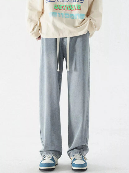Men's Full Size Wide Leg Relaxed Fit Vintage Wash Jeans Plus Size - Fashorio
