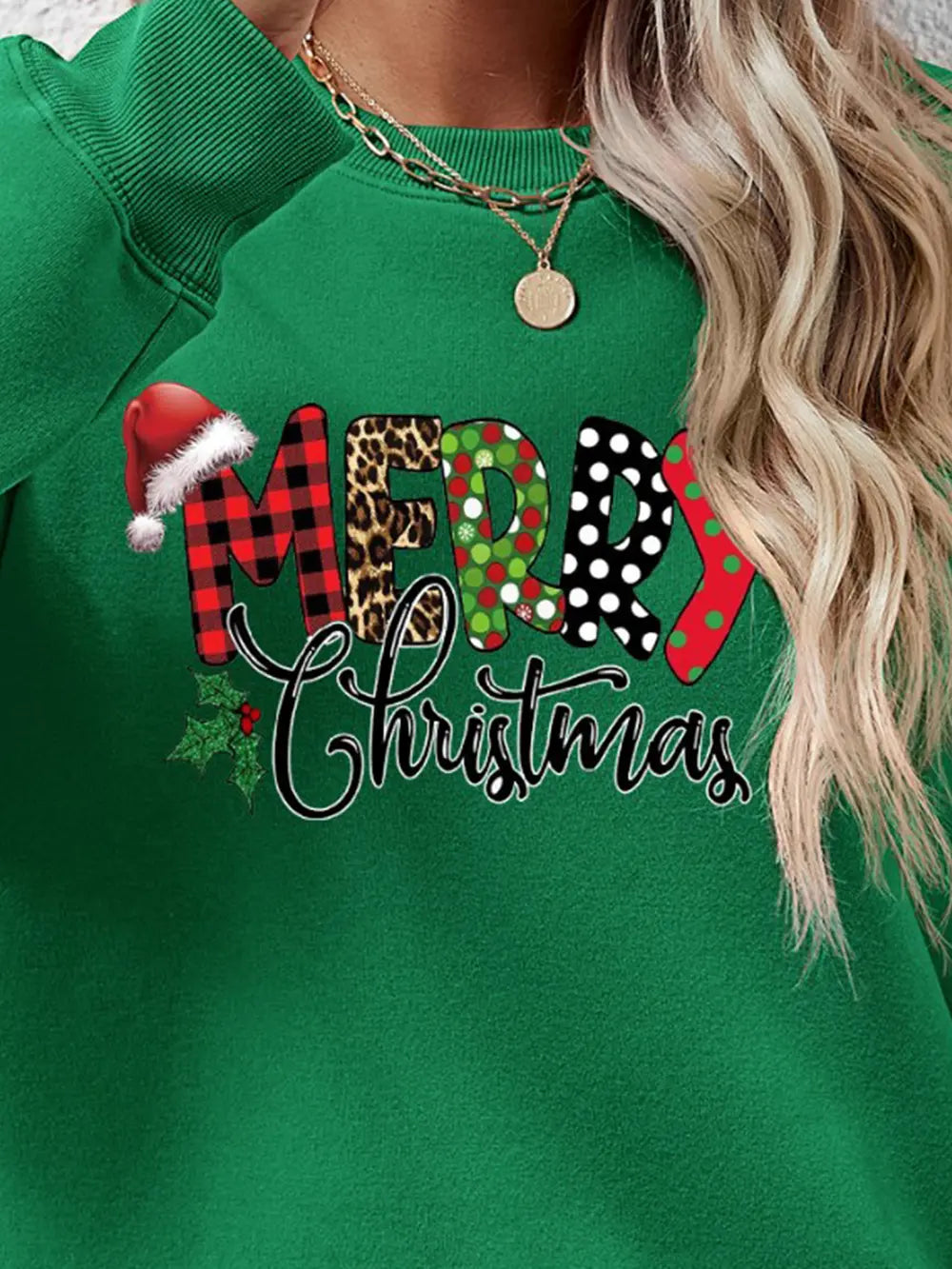 Fashorio MERRY CHRISTMAS Round Neck Dropped Shoulder Sweatshirt