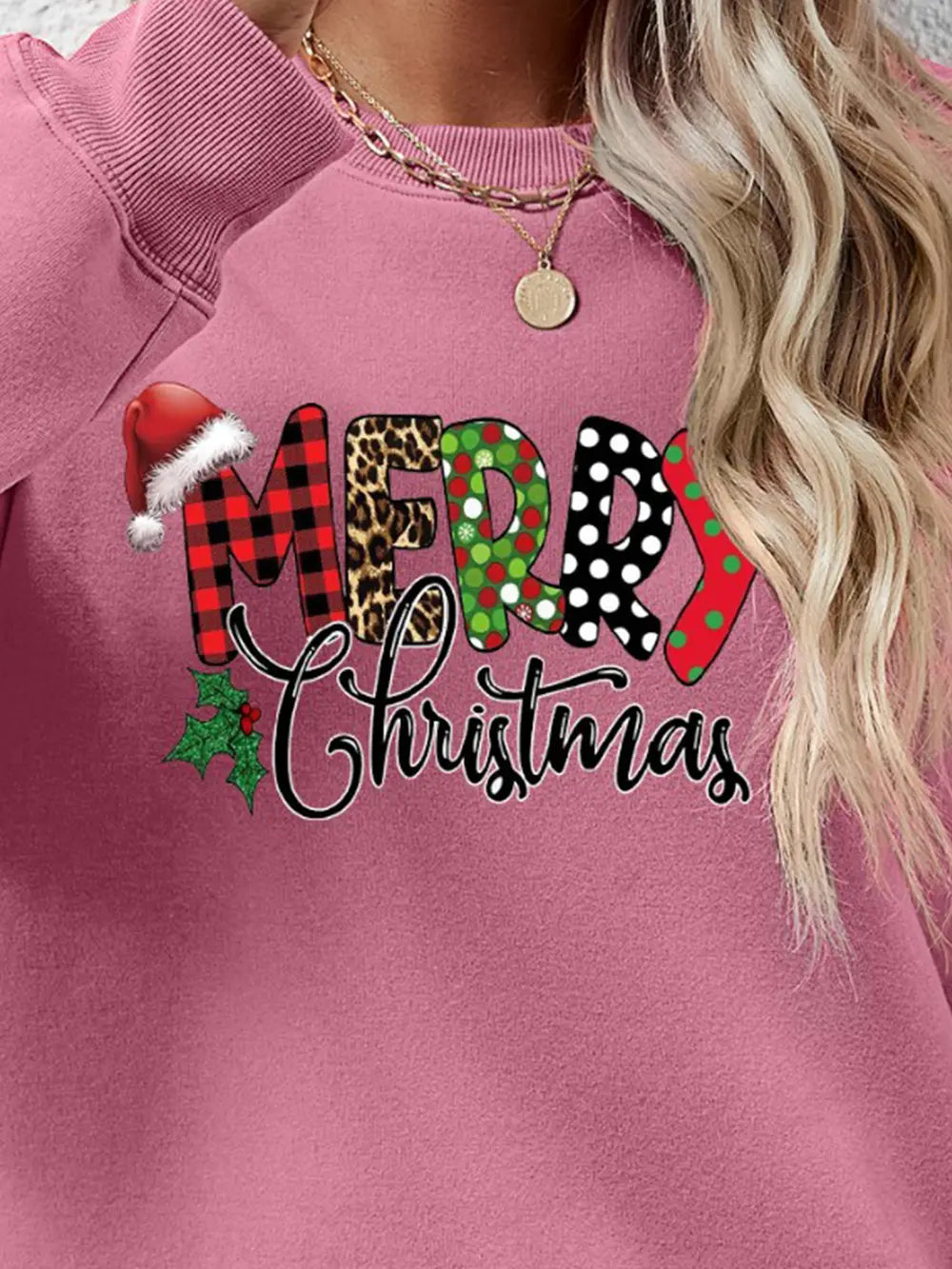 Fashorio MERRY CHRISTMAS Round Neck Dropped Shoulder Sweatshirt