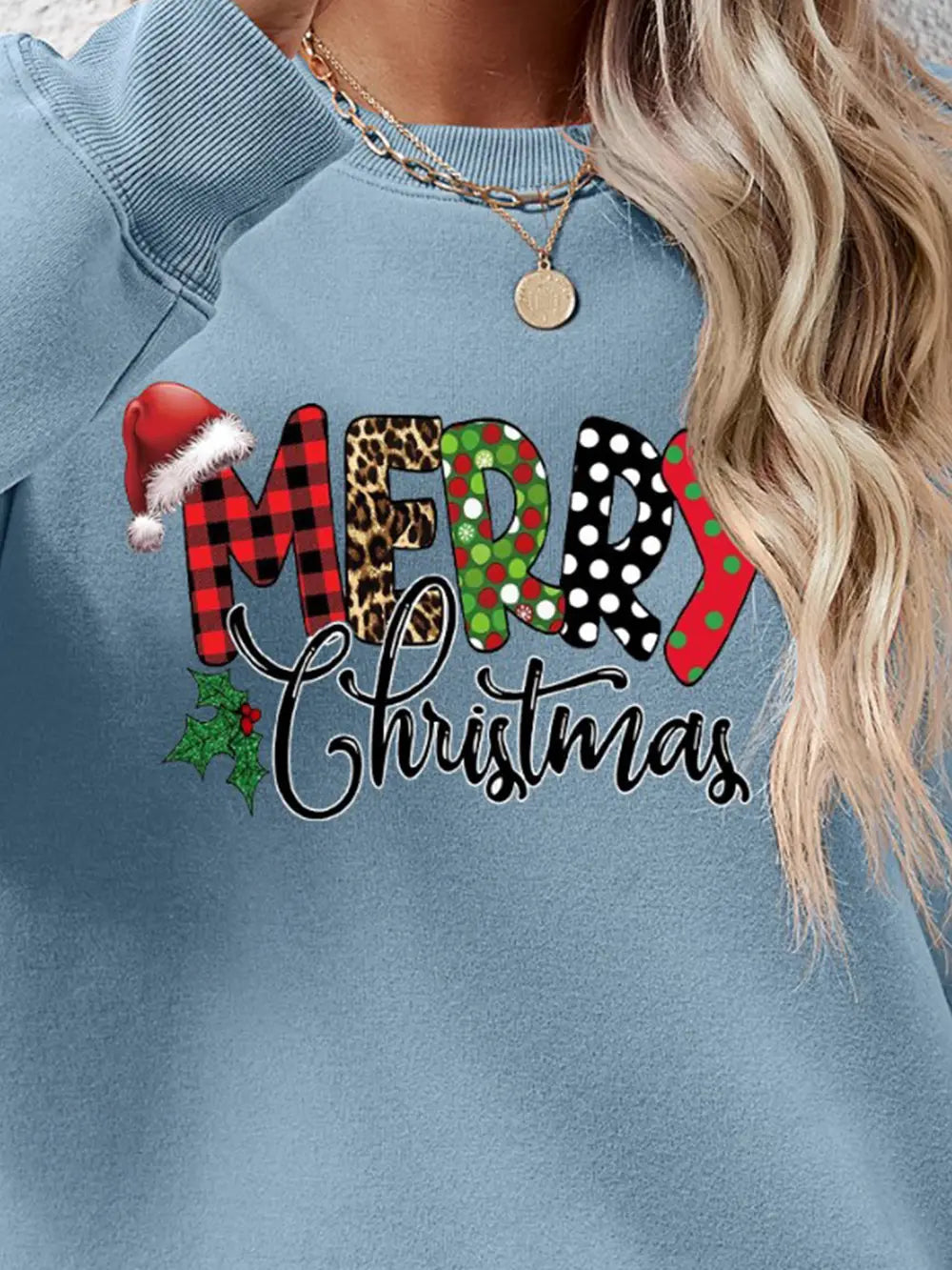 Fashorio MERRY CHRISTMAS Round Neck Dropped Shoulder Sweatshirt