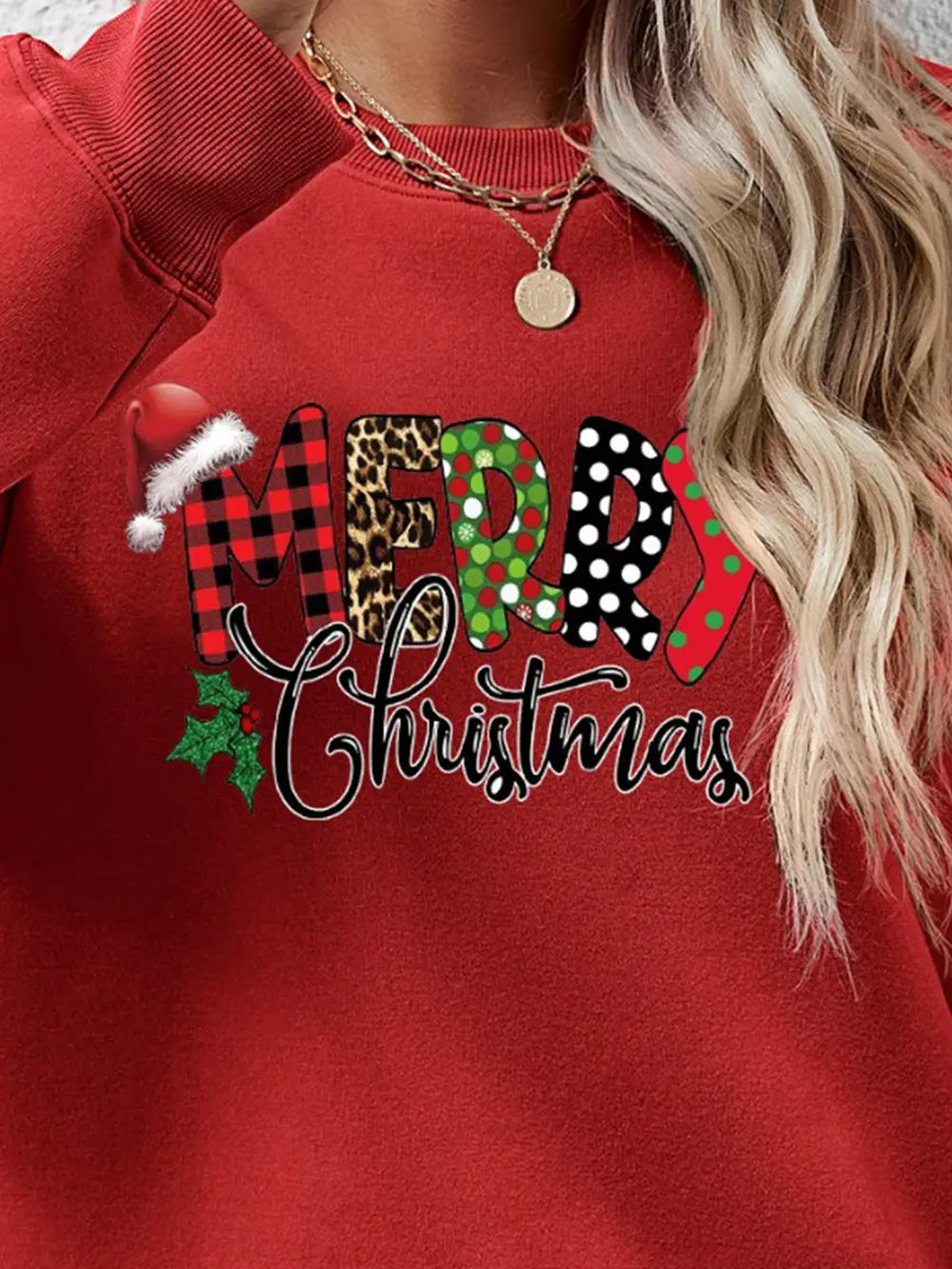 Fashorio MERRY CHRISTMAS Round Neck Dropped Shoulder Sweatshirt