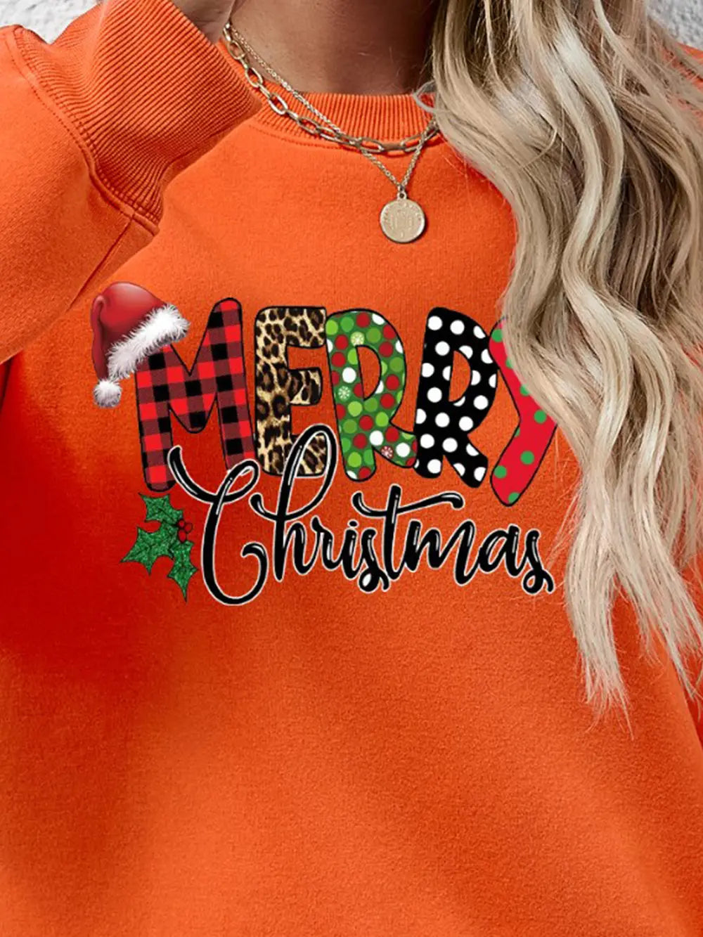 Fashorio MERRY CHRISTMAS Round Neck Dropped Shoulder Sweatshirt
