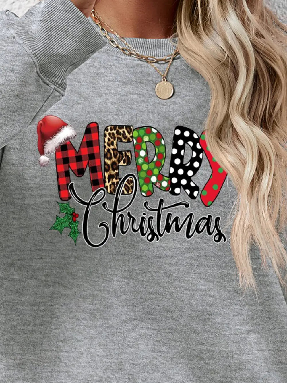 Fashorio MERRY CHRISTMAS Round Neck Dropped Shoulder Sweatshirt