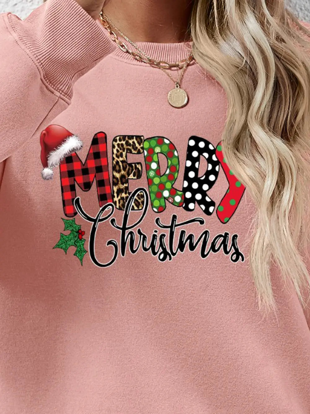 Fashorio MERRY CHRISTMAS Round Neck Dropped Shoulder Sweatshirt