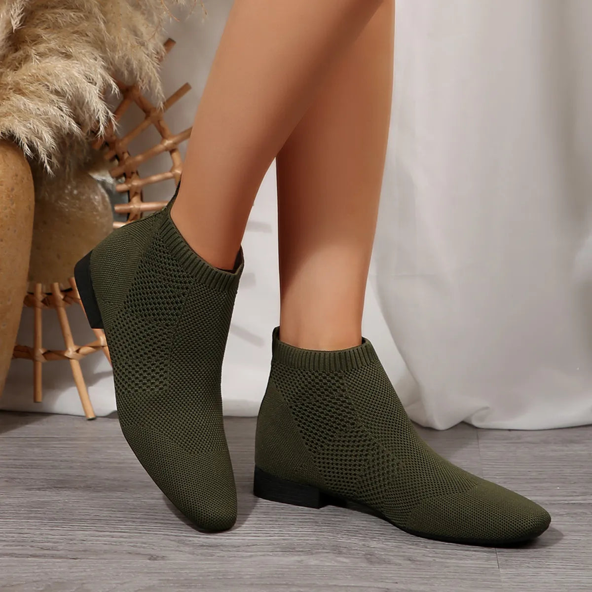 Fashorio Mesh Knit Ankle Boots with Stretch Comfort Fit