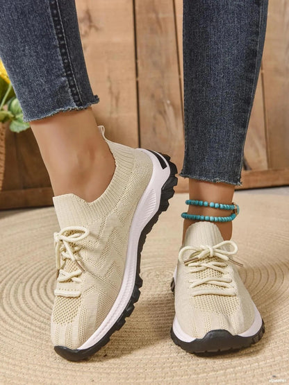 Mesh Knit Lace Up Athletic - Fashorio