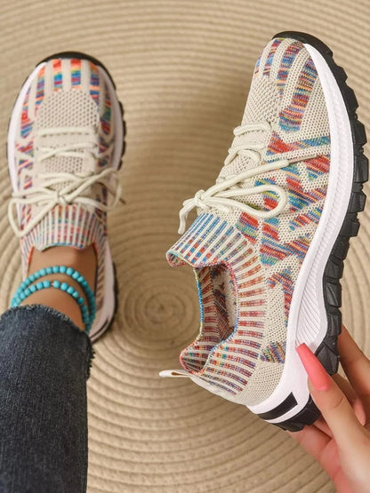 Mesh Knit Lace Up Athletic - Fashorio