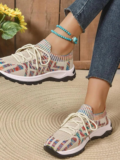 Mesh Knit Lace Up Athletic - Fashorio