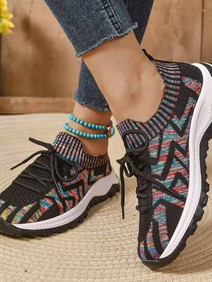 Mesh Knit Lace Up Athletic - Fashorio