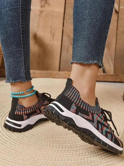 Mesh Knit Lace Up Athletic - Fashorio