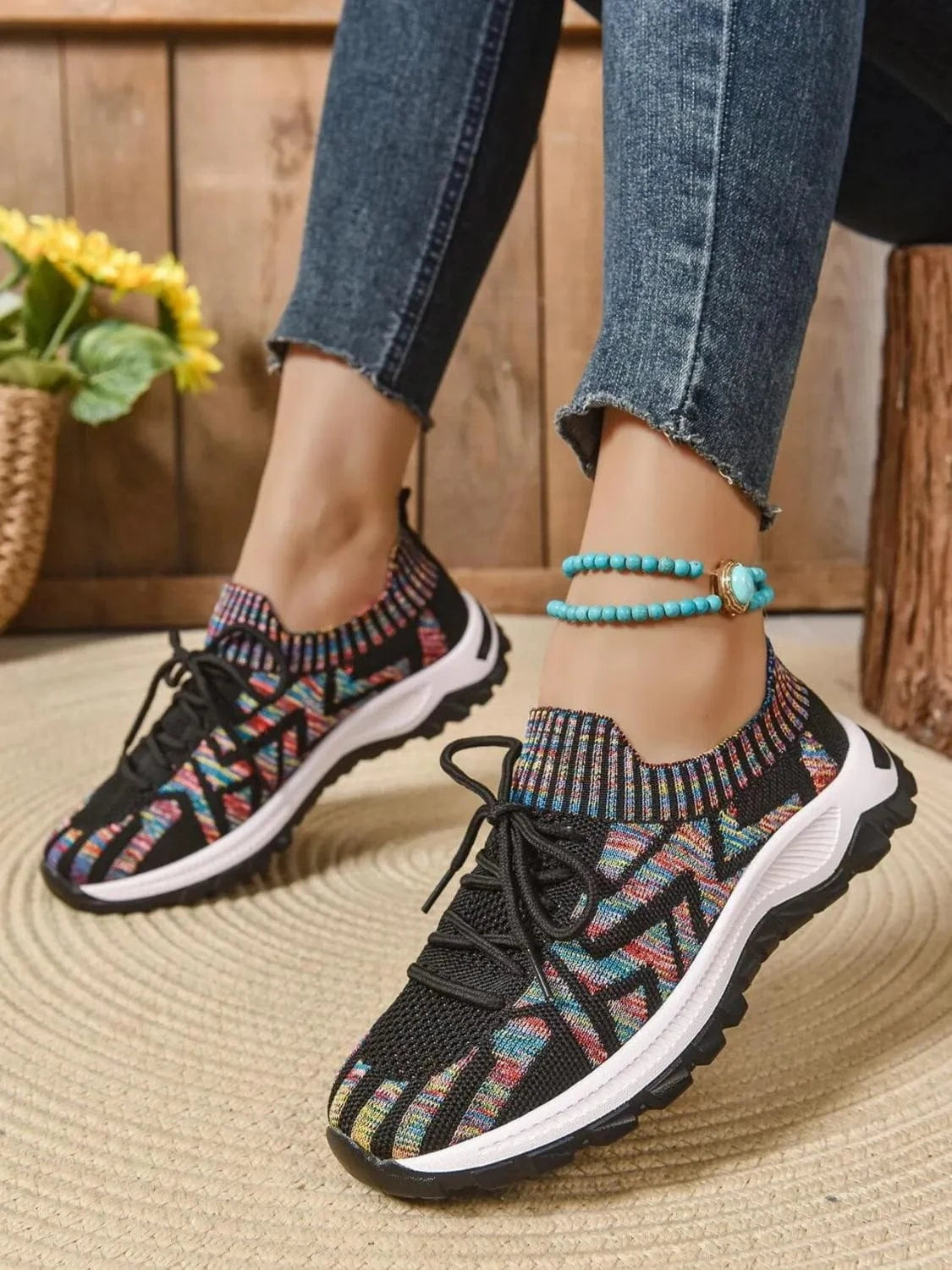 Fashorio Mesh Knit Lace Up Athletic