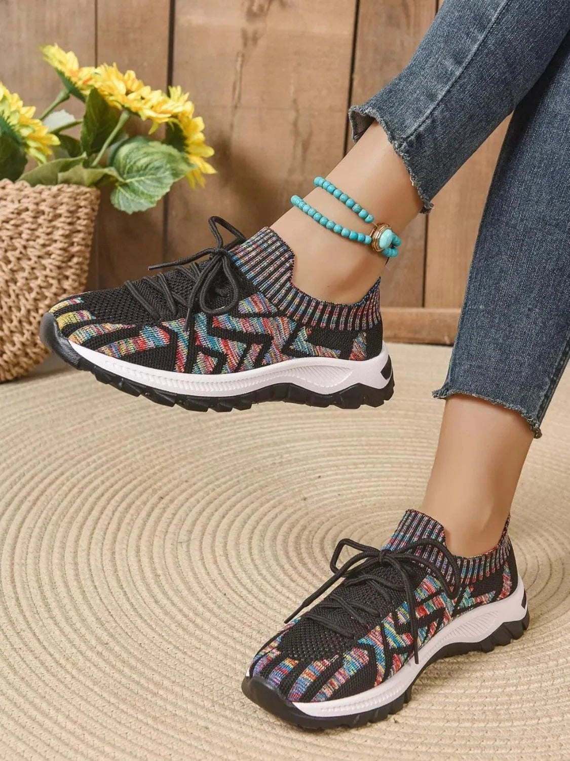 Fashorio Mesh Knit Lace Up Athletic