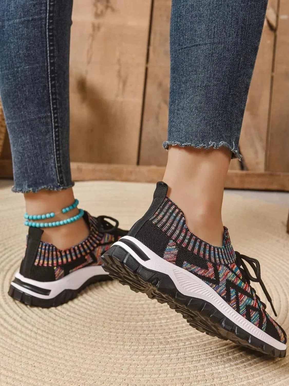 Fashorio Mesh Knit Lace Up Athletic