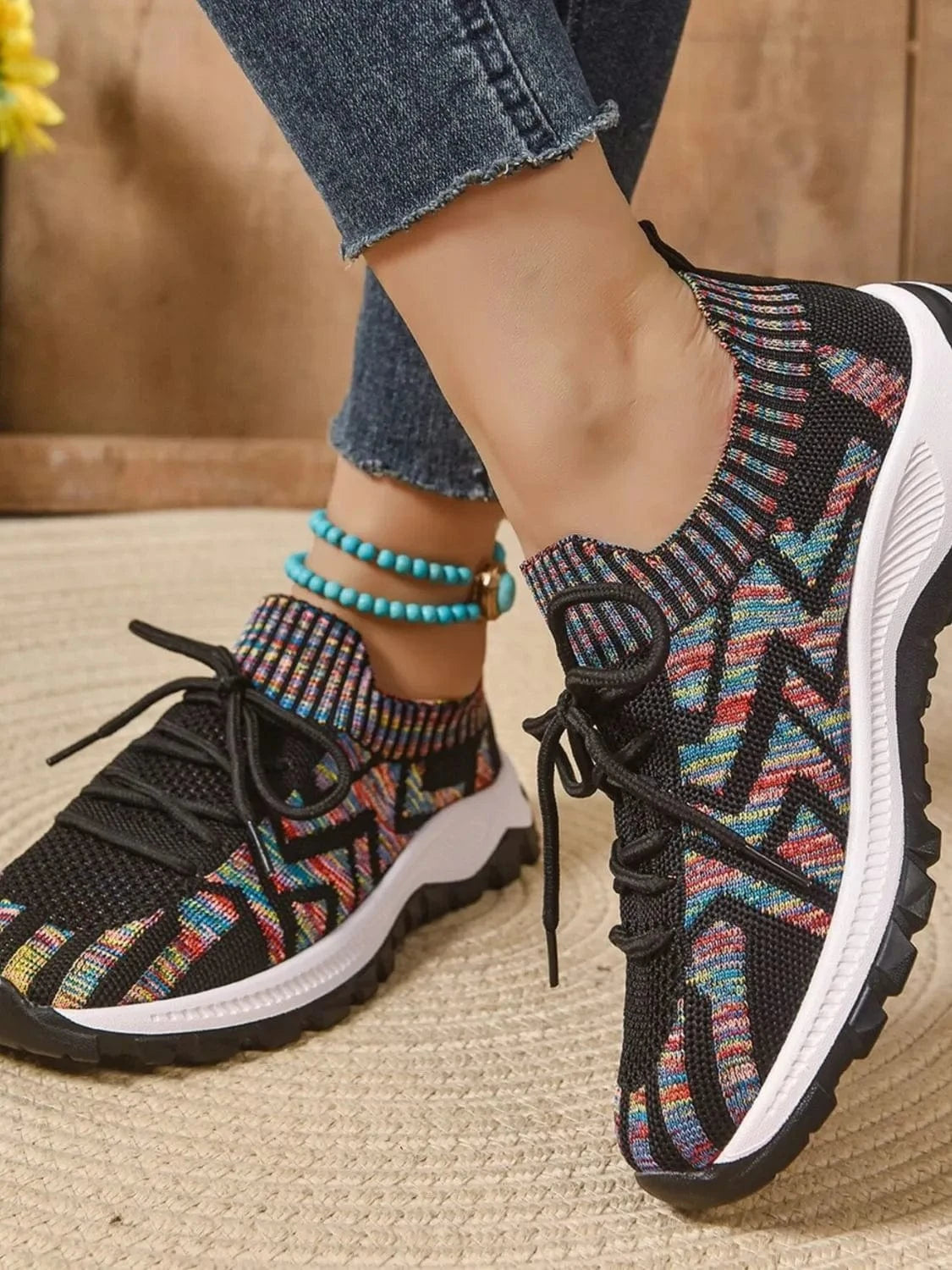 Fashorio Mesh Knit Lace Up Athletic