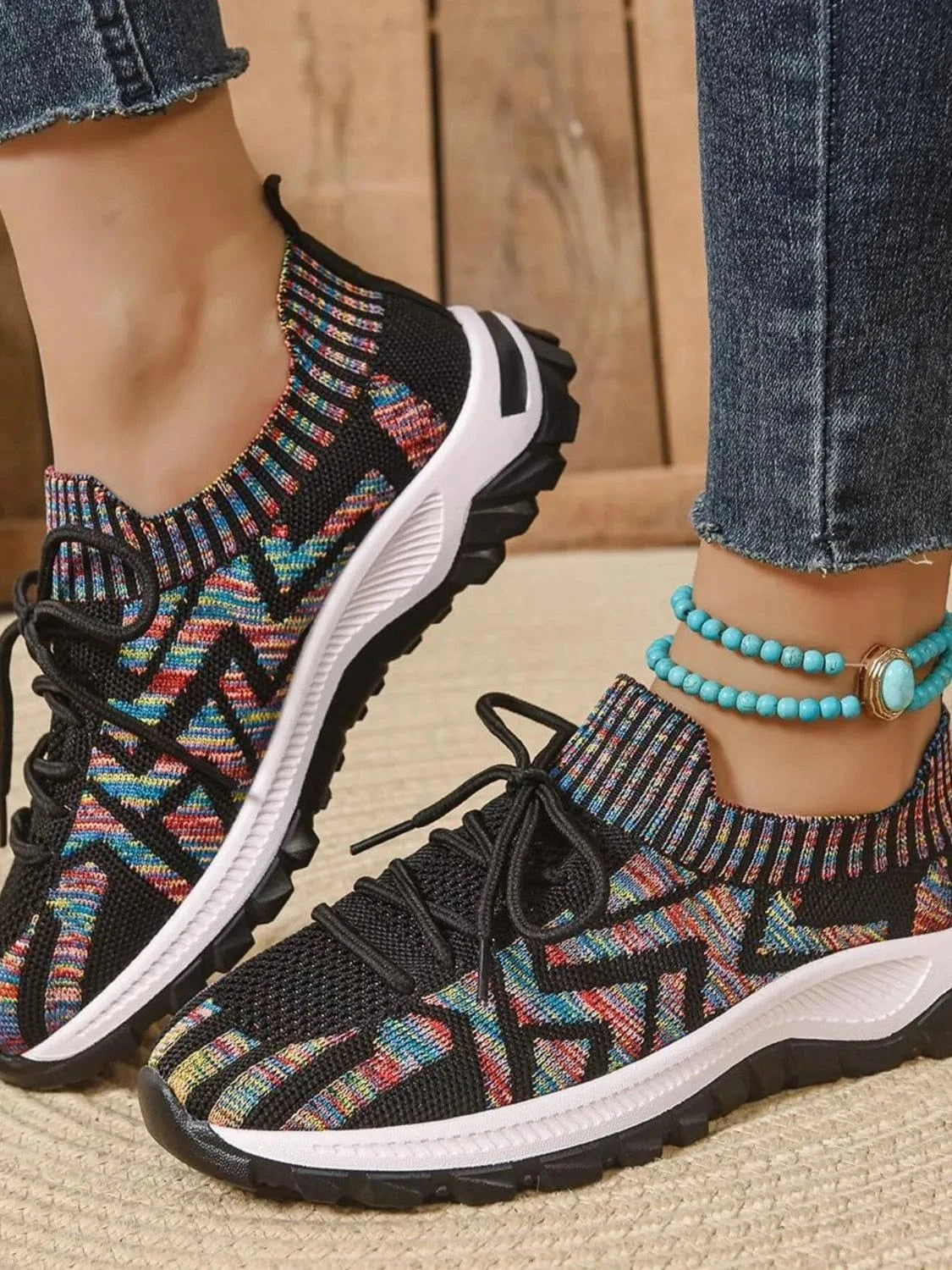 Fashorio Mesh Knit Lace Up Athletic