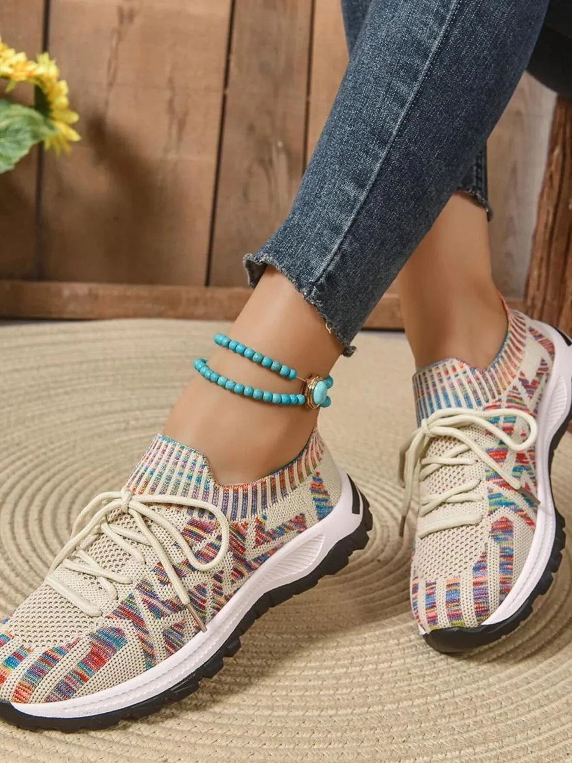 Fashorio Mesh Knit Lace Up Athletic