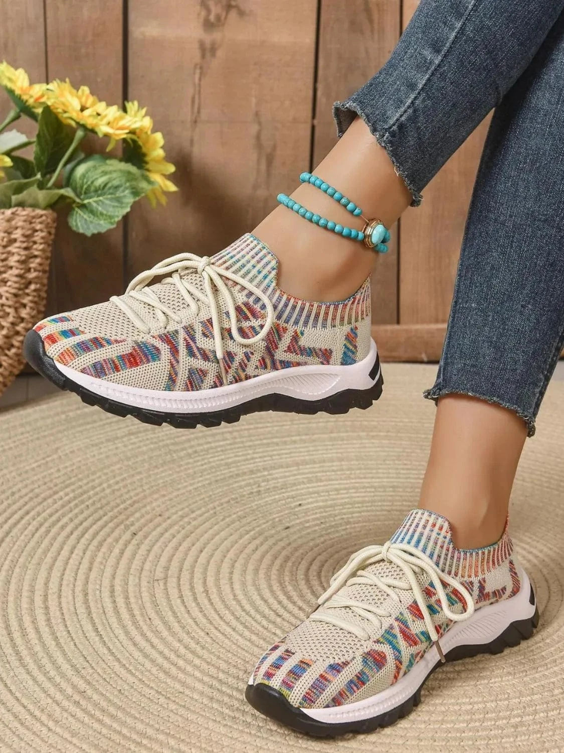 Fashorio Mesh Knit Lace Up Athletic