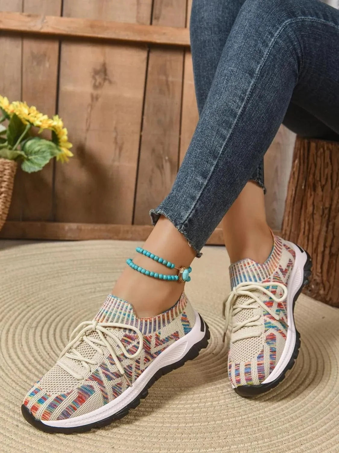 Fashorio Mesh Knit Lace Up Athletic