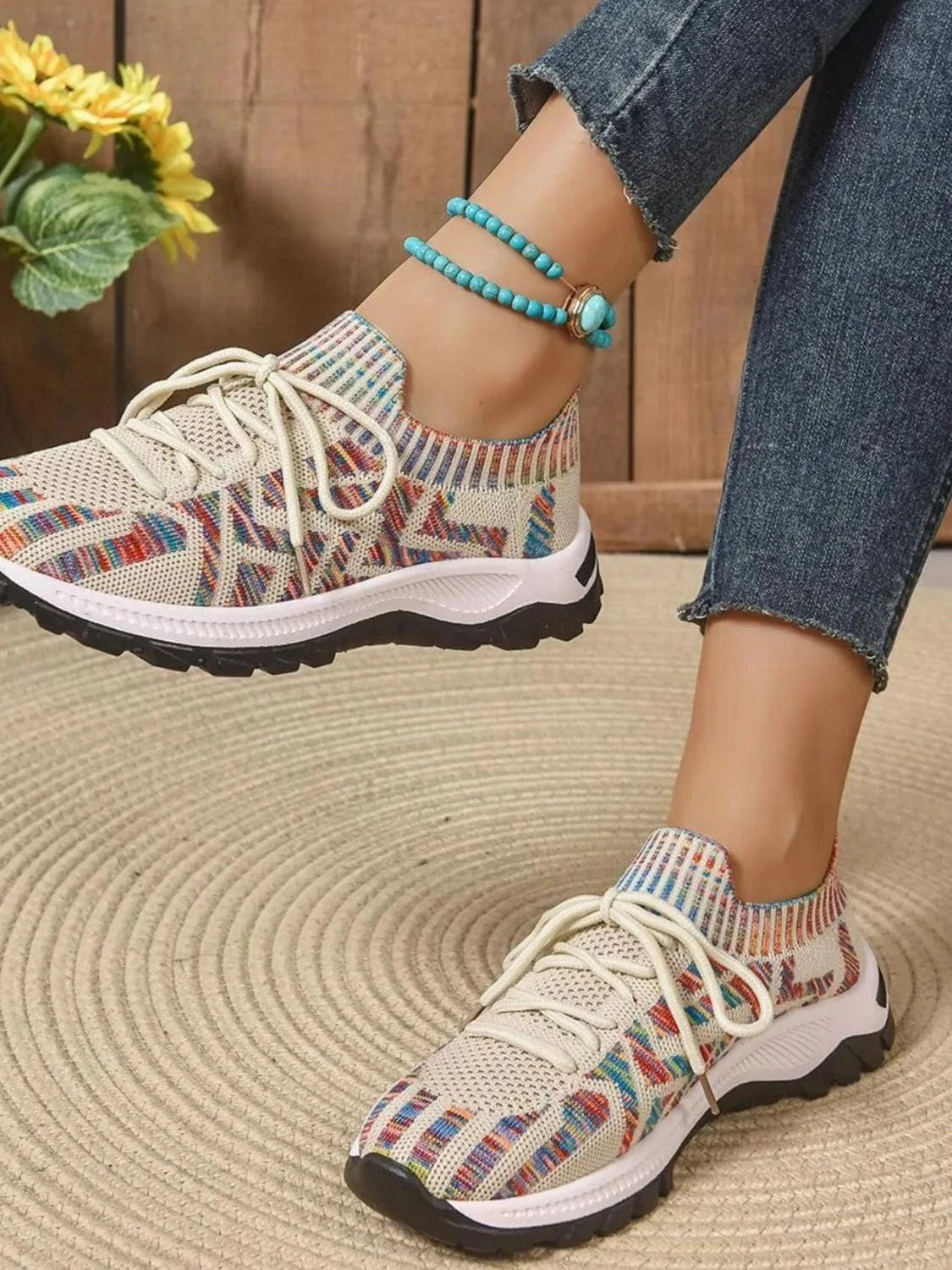 Fashorio Mesh Knit Lace Up Athletic