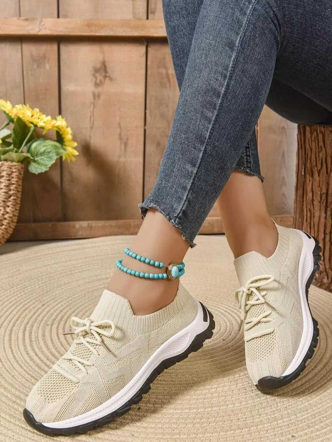 Fashorio Mesh Knit Lace Up Athletic