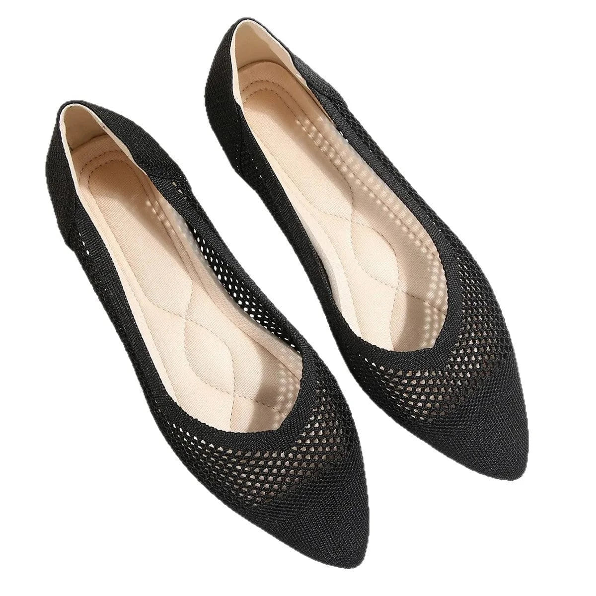 Mesh Point Toe Flat Slip-Ons - Fashorio