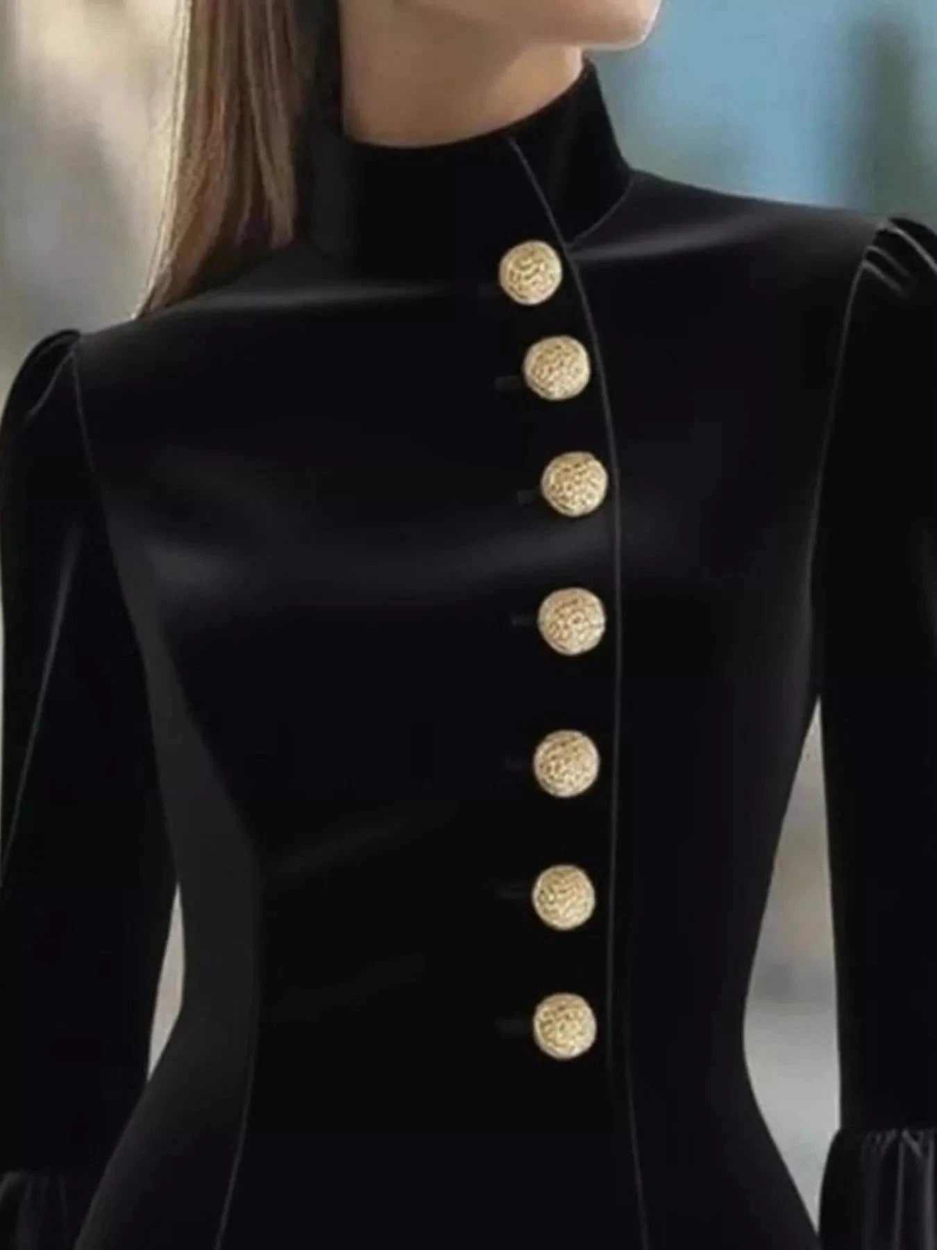 Fashorio Mini Dresses Bell Sleeve Mini Dress with Front Button