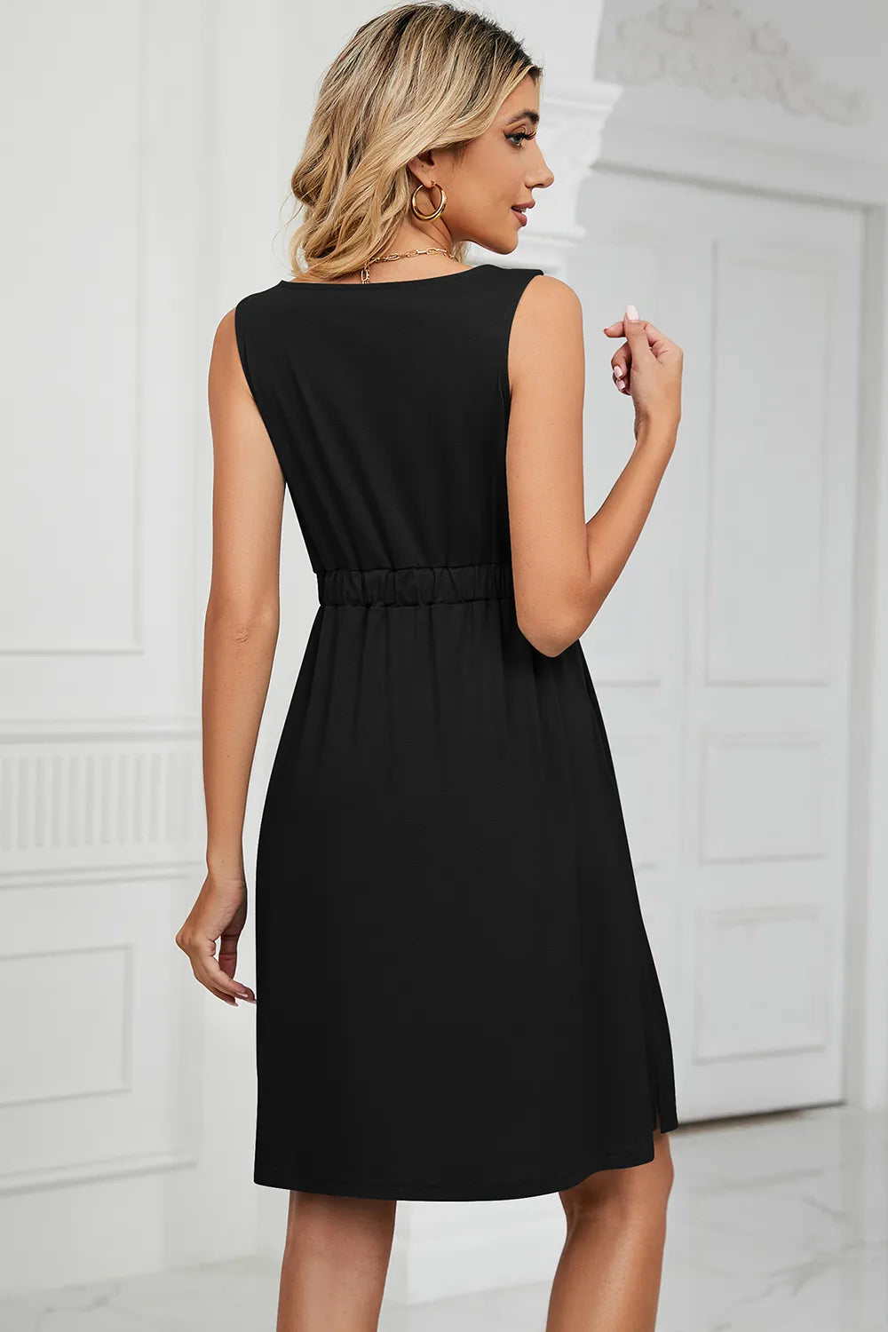 Fashorio Mini Dresses Buttoned Wide Strap Mini Dress