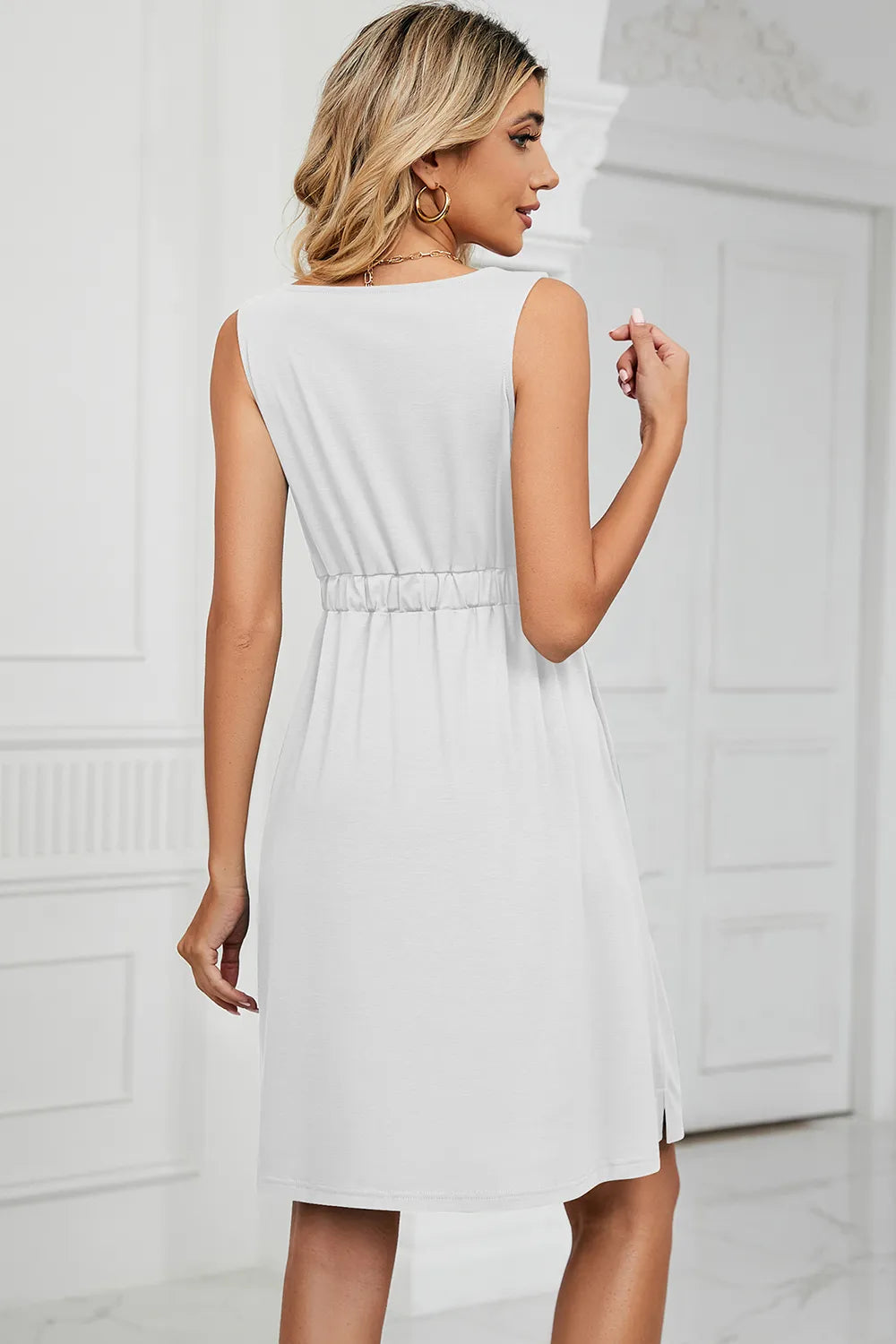 Fashorio Mini Dresses Buttoned Wide Strap Mini Dress