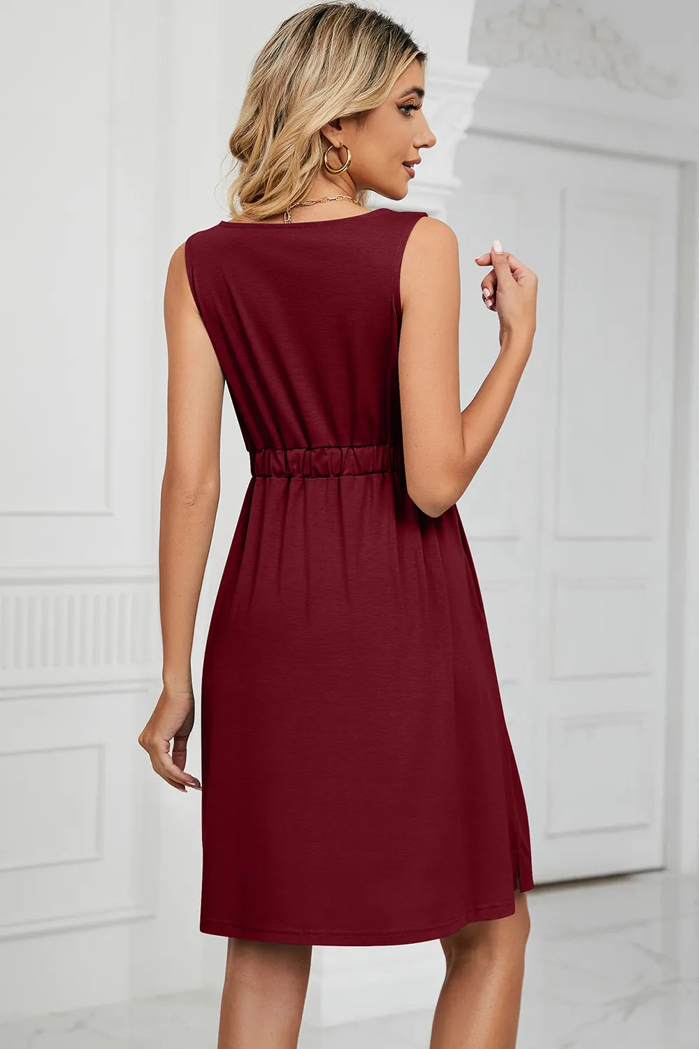 Fashorio Mini Dresses Buttoned Wide Strap Mini Dress