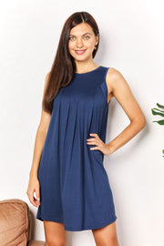 Fashorio Mini Dresses Dark Blue / S Perfee Round Neck Sleeveless Mini Dress