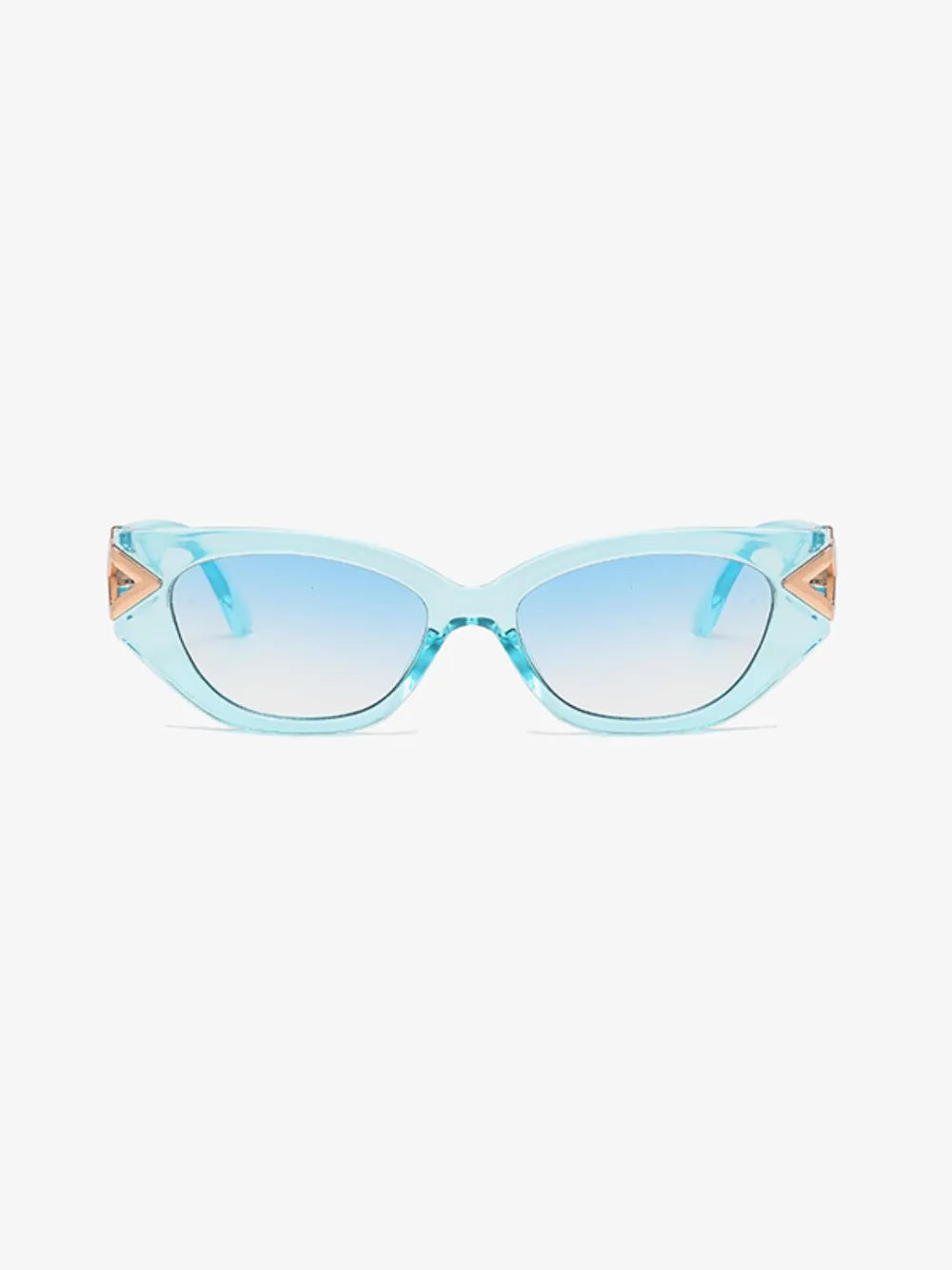 Fashorio Mint Blue / One Size Polycarbonate Frame Cat-Eye Sunglasses