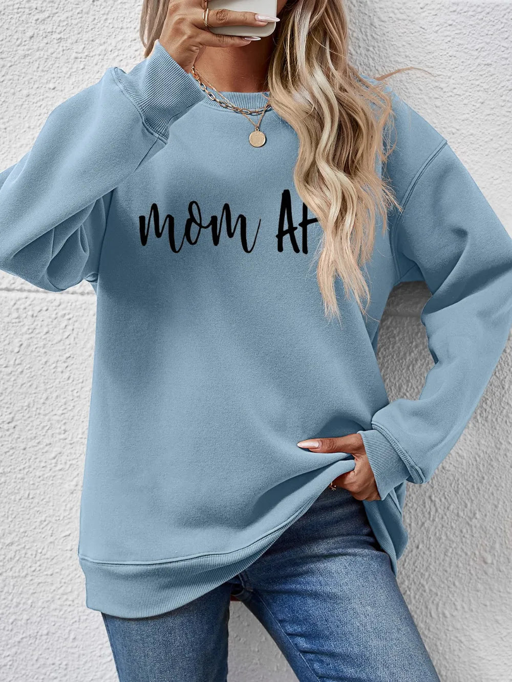 Fashorio Misty  Blue / S Letter Graphic Dropped Shoulder Sweatshirt