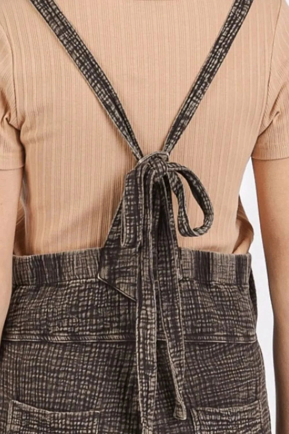 Mittoshop Textured Knotted Wide Strap Overalls - Fashorio